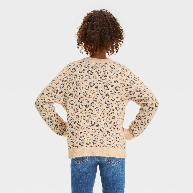 slide 2 of 3, Girls' Leopard Print Open Layering Cardigan - Cat & Jack™ Beige S, 1 ct