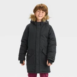 Boys' Heavyweight Solid Parka Jacket - Cat & Jack™ Black Onyx XL