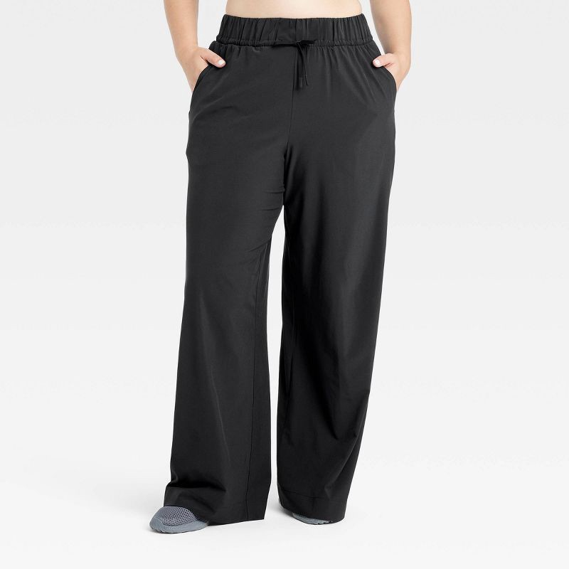 slide 3 of 5, Women's Active Light High-Rise Wide Leg Pants - All In Motion™ Black L: Moisture Wicking, UPF 50+, 1 ct