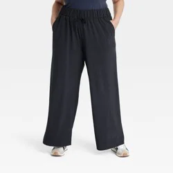 Women's Active Light High-Rise Wide Leg Pants - All In Motion™ Black XXL: Moisture Wicking, Quick Dry, 4-Way Stretch