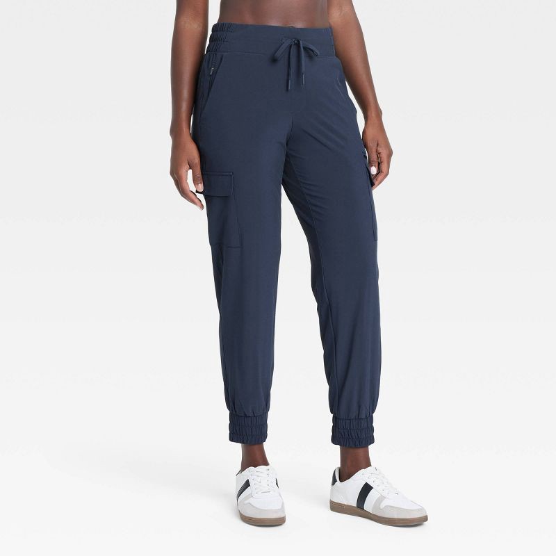 slide 1 of 5, Women's Active Light Mid-Rise Cargo Joggers - All In Motion™ Navy Blue M, 1 ct