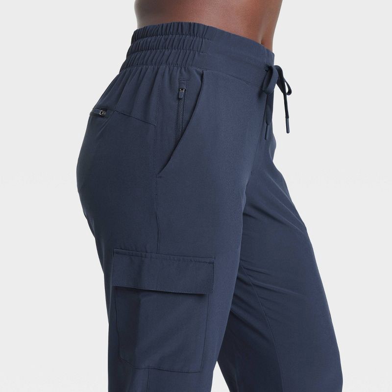 slide 5 of 5, Women's Active Light Mid-Rise Cargo Jogger Pants - All In Motion™ Navy Blue XL: Moisture Wicking, Quick Drying, 1 ct