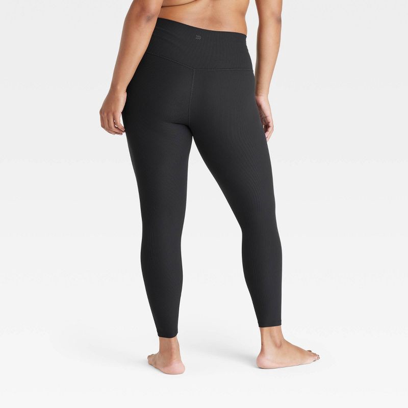 slide 4 of 6, Women's Everyday Soft High-Rise Ribbed 7/8 Leggings - All In Motion™ Black L: Moisture Wicking, Quick Drying, 1 ct