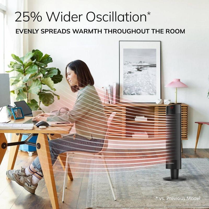 slide 3 of 10, Lasko Ceramic Pedestal Heater with Remote Control: 1500W, Adjustable Thermostat, Portable, LED Display, ETL Listed, 1 ct