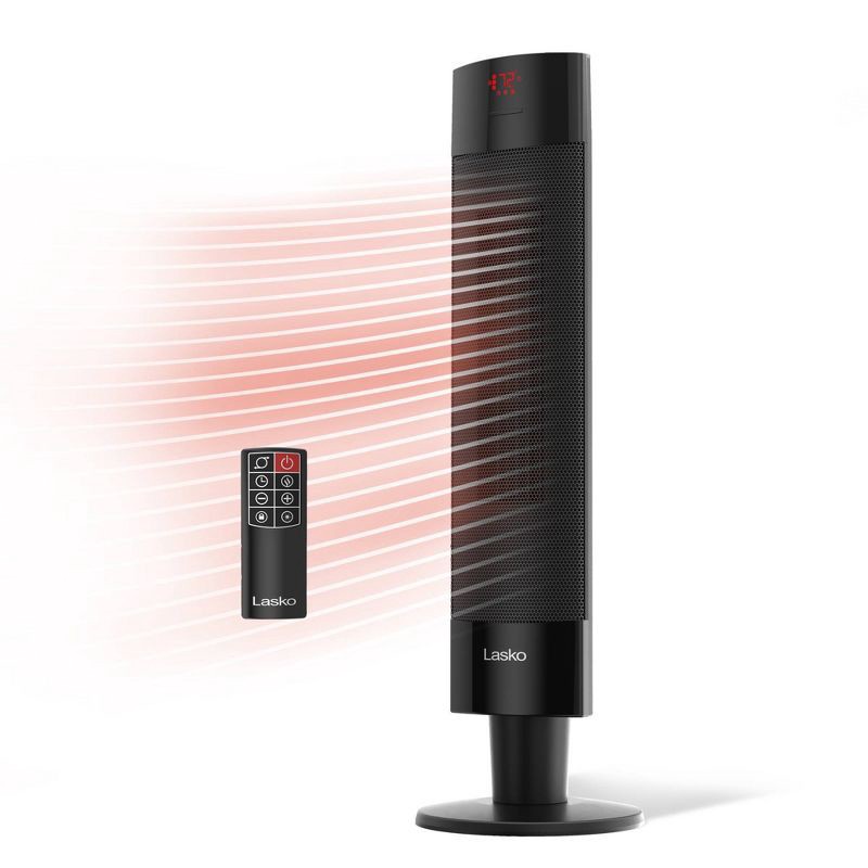 slide 1 of 10, Lasko Ceramic Pedestal Heater with Remote Control: 1500W, Adjustable Thermostat, Portable, LED Display, ETL Listed, 1 ct