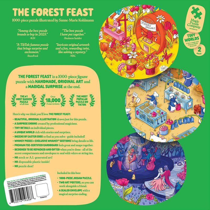 slide 2 of 5, Magic Puzzle Company The Forest Feast Jigsaw Puzzle - 1000pc: Memory & Fine Motor Skills, Paper Collage, 1000 ct