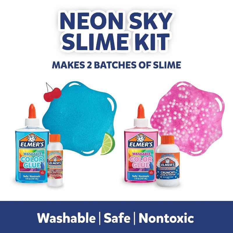 slide 4 of 6, Elmer's Neon Sky Slime Kit 4ct, 4 ct