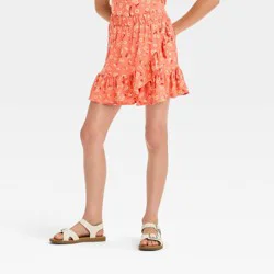 Girls' Ruffle Hem Skort - Cat & Jack™ Coral Pink M