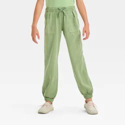 Girls' Woven Jogger Pants - Cat & Jack™ Army Green L