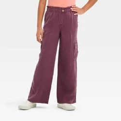 Girls' Paper Bag Wide Leg Woven Pants - Cat & Jack™ Deep Purple XS