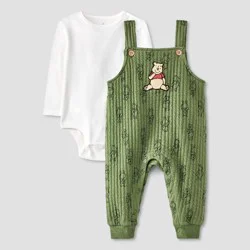 Baby Winnie the Pooh Overalls Pants Set - Dark Green 3-6M