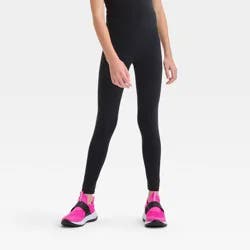 Girls' Everyday Soft Pocket Leggings - All In Motion™ Black Onyx XS: Moisture Wicking, UPF 50+