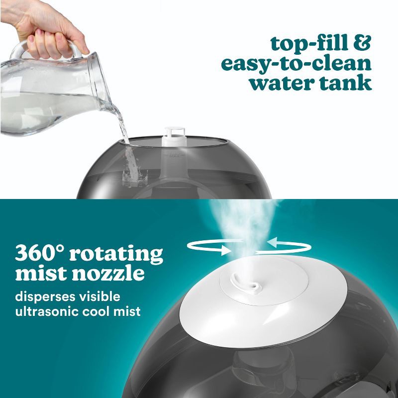 slide 4 of 9, HoMedics Top-Fill Easy to Clean Ultrasonic Cool Mist Humidifier with Night Light and Aromatherapy: 300-500 sq. ft., No Filter Needed, 30-Hour Run Time, 1 ct