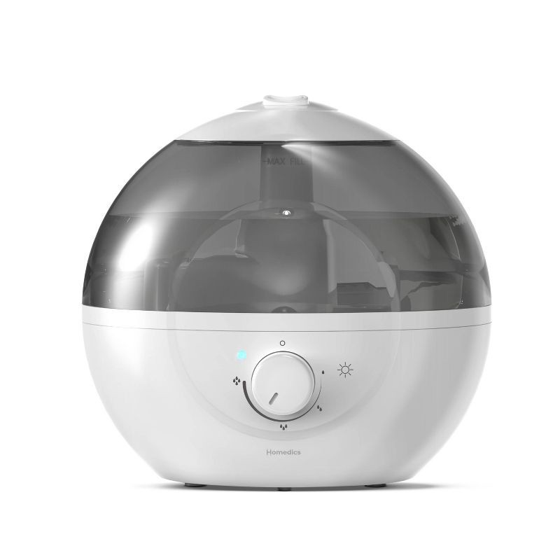 slide 1 of 9, HoMedics Top-Fill Easy to Clean Ultrasonic Cool Mist Humidifier with Night Light and Aromatherapy: 300-500 sq. ft., No Filter Needed, 30-Hour Run Time, 1 ct