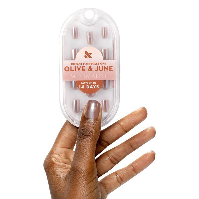 slide 2 of 4, Olive & June Press-On Fake Nails - XS Squoval - Taupe Jelly Chrome - 42ct, 42 ct
