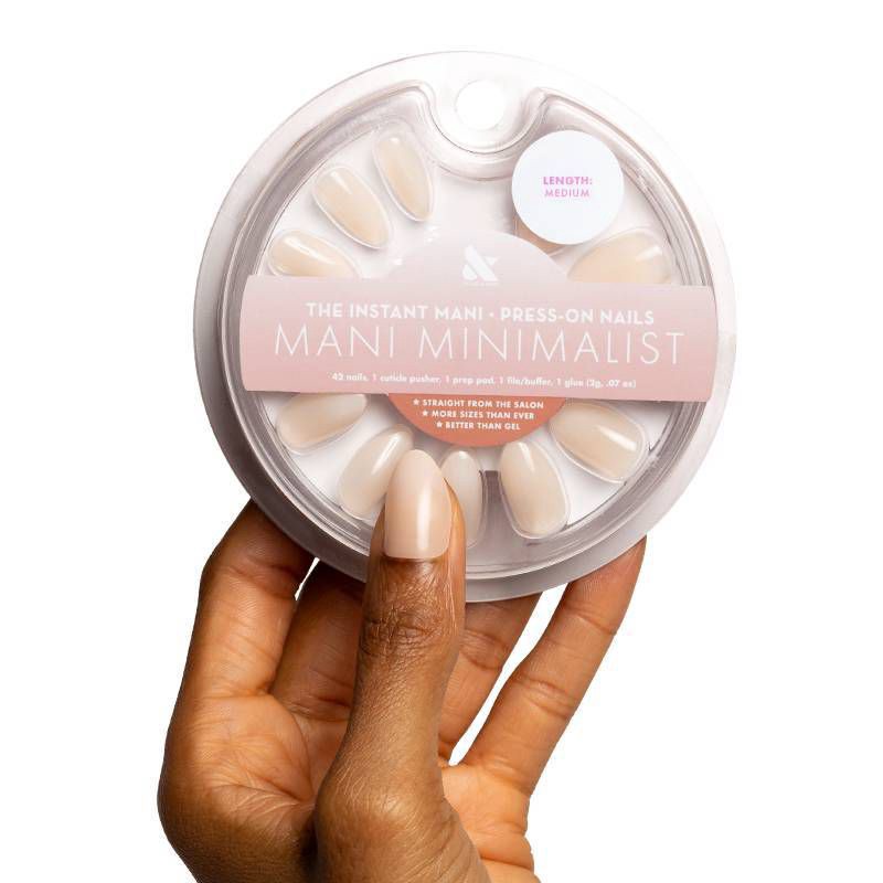 slide 6 of 6, Olive & June Press-On Fake Nails - Minimalist - Medium Almond - Milky Syrup Gradient - 42ct, 42 ct