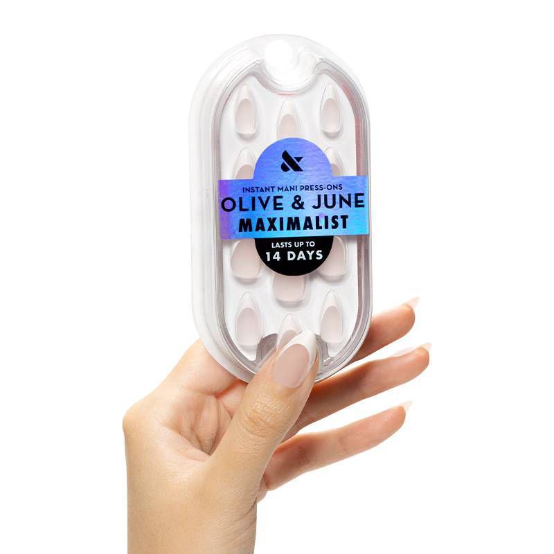 slide 2 of 5, Olive & June Press-On Fake Nails - M Stiletto - Sharp French - 42ct, 42 ct