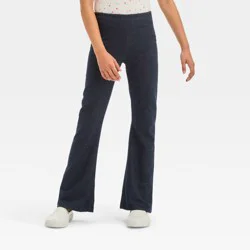 Girls&#x27; Flare Leggings - Cat &amp; Jack™ Blue Faux Denim S: Wide Leg, Mid Rise