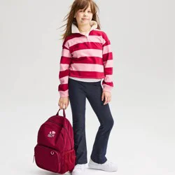 Girls' Flare Leggings - Cat & Jack™ Blue Faux Denim M: Slim Fit, Wide Leg, Mid Rise, French Terry