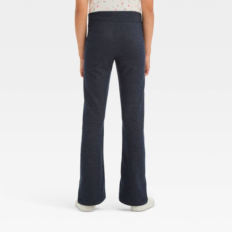 slide 2 of 3, Girls' Flare Leggings - Cat & Jack™ Blue Faux Denim L: Wide Leg, Mid Rise, Elastic Waistband, 1 ct