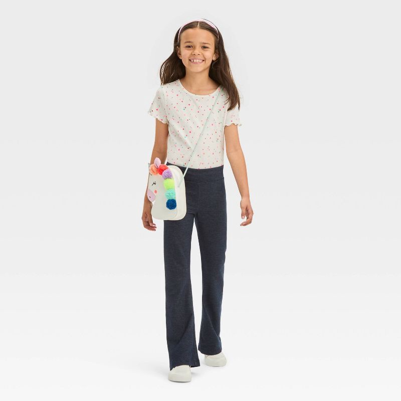 slide 3 of 3, Girls' Flare Leggings - Cat & Jack™ Blue Faux Denim L: Wide Leg, Mid Rise, Elastic Waistband, 1 ct