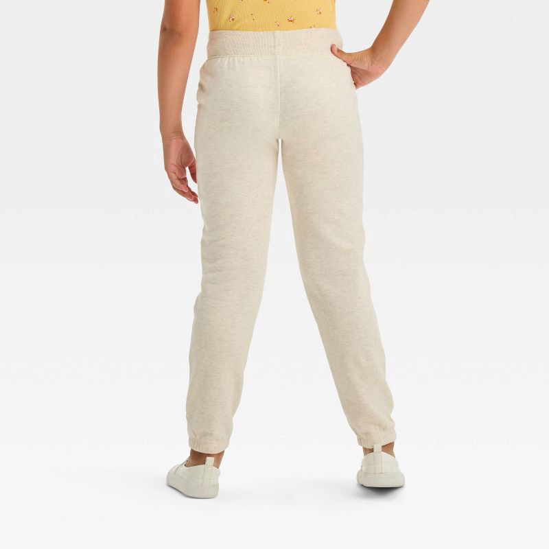 slide 2 of 3, Girls' Fleece Jogger Pants - Cat & Jack™ Oatmeal Heather XS, 1 ct