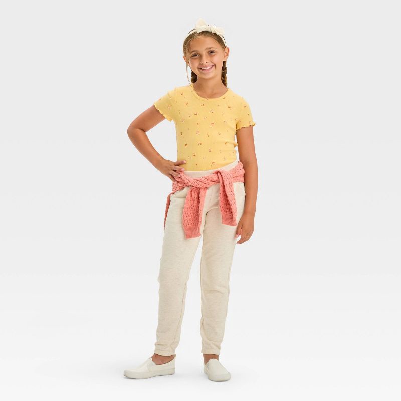 slide 3 of 3, Girls' Fleece Jogger Pants - Cat & Jack™ Oatmeal Heather XS, 1 ct