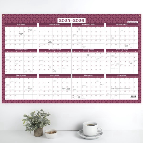 slide 8 of 8, AT-A-GLANCE® BADGE Reversible Erasable Academic and Regular Year 2025-2026 Wall Calendar, Geo, Extra Large, 24"" x 36"", 1 ct