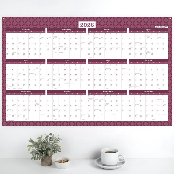 slide 7 of 8, AT-A-GLANCE® BADGE Reversible Erasable Academic and Regular Year 2025-2026 Wall Calendar, Geo, Extra Large, 24"" x 36"", 1 ct