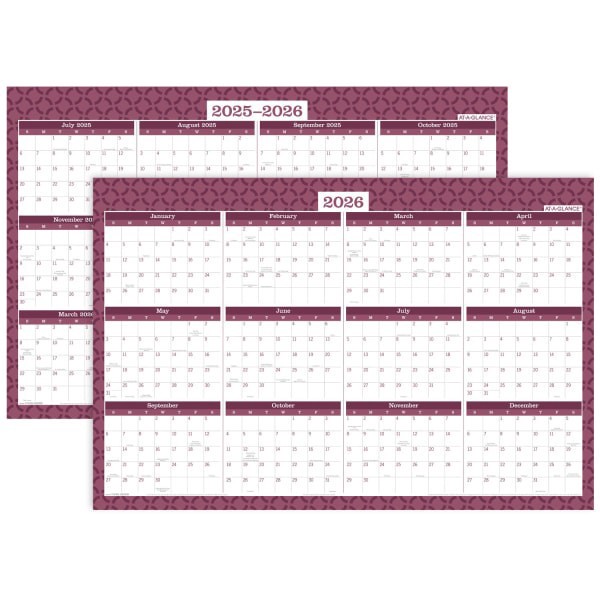 slide 2 of 8, AT-A-GLANCE® BADGE Reversible Erasable Academic and Regular Year 2025-2026 Wall Calendar, Geo, Extra Large, 24"" x 36"", 1 ct