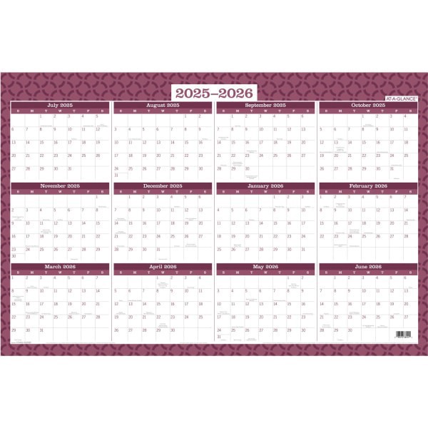 slide 6 of 8, AT-A-GLANCE® BADGE Reversible Erasable Academic and Regular Year 2025-2026 Wall Calendar, Geo, Extra Large, 24"" x 36"", 1 ct