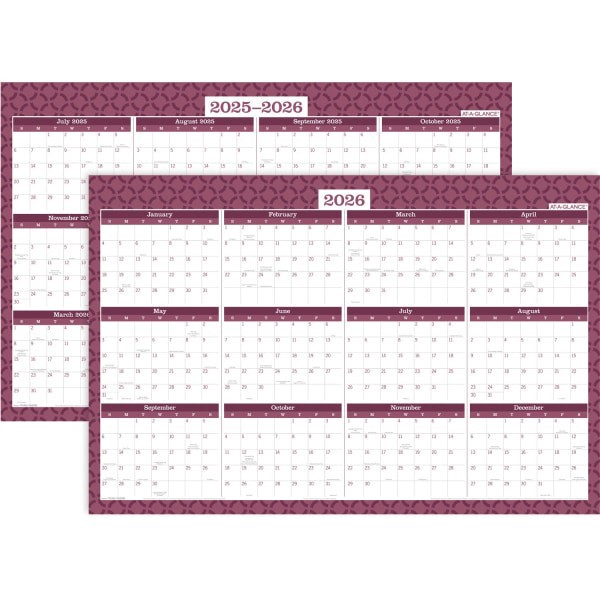 slide 4 of 8, AT-A-GLANCE® BADGE Reversible Erasable Academic and Regular Year 2025-2026 Wall Calendar, Geo, Extra Large, 24"" x 36"", 1 ct