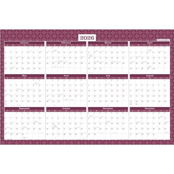 slide 3 of 8, AT-A-GLANCE® BADGE Reversible Erasable Academic and Regular Year 2025-2026 Wall Calendar, Geo, Extra Large, 24"" x 36"", 1 ct