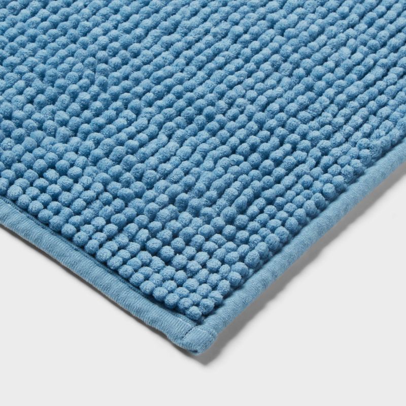 slide 3 of 4, 20"x32" Everyday Chenille Bath Rug Quilt Blue - Room Essentials™, 1 ct