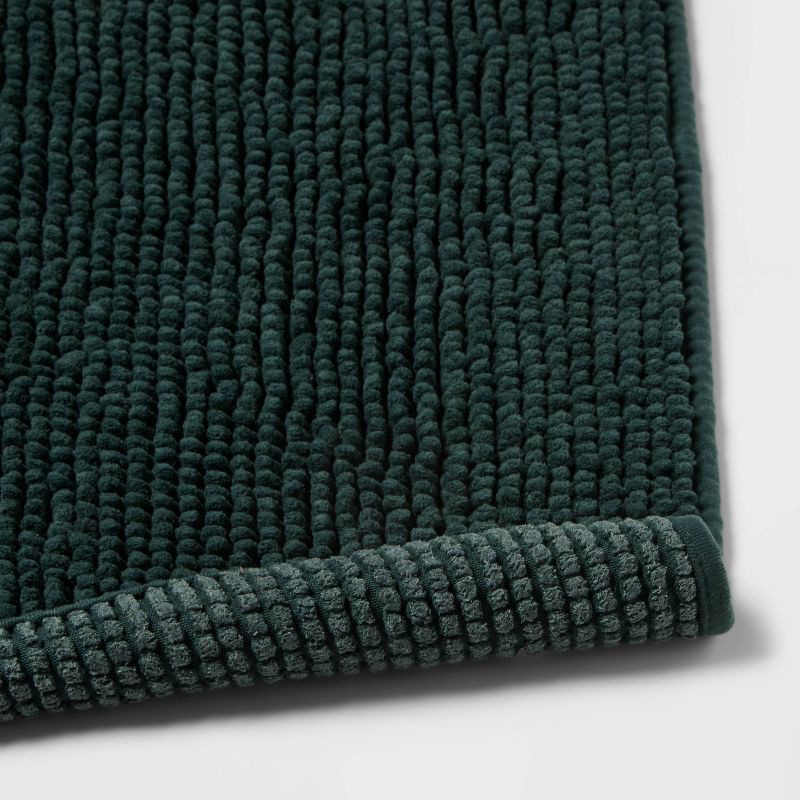 slide 4 of 4, 17"x24" Everyday Chenille Bath Rug Dark Green - Room Essentials™, 1 ct