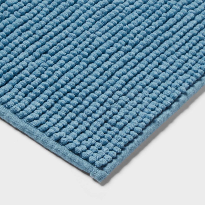 slide 3 of 4, 20"x58" Everyday Chenille Bath Rug Quilt Blue - Room Essentials™, 1 ct
