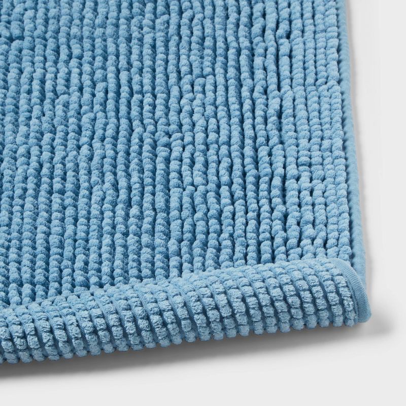 slide 4 of 4, 20"x58" Everyday Chenille Bath Rug Quilt Blue - Room Essentials™, 1 ct