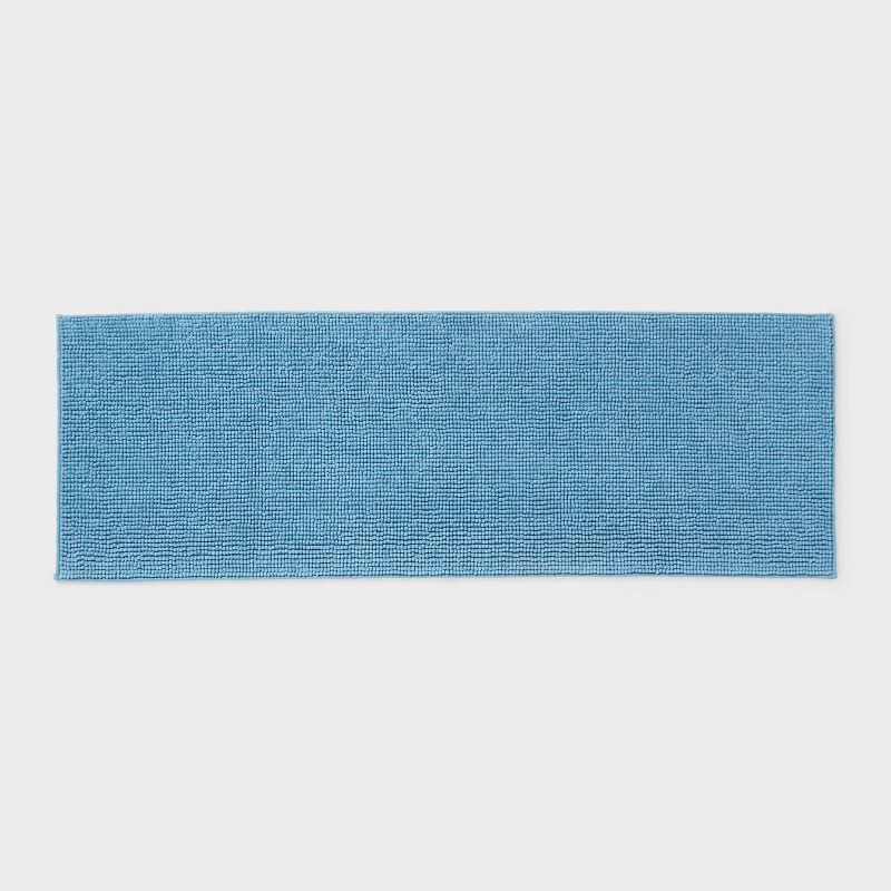 slide 1 of 4, 20"x58" Everyday Chenille Bath Rug Quilt Blue - Room Essentials™, 1 ct