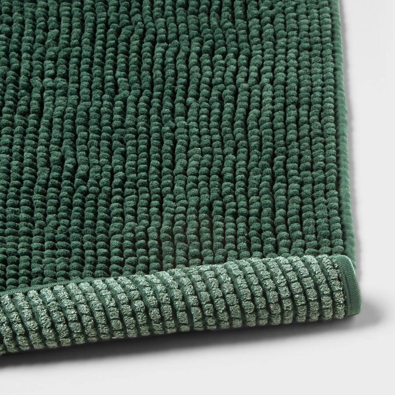slide 4 of 4, 20"x58" Everyday Chenille Bath Rug Dark Green - Room Essentials™, 1 ct