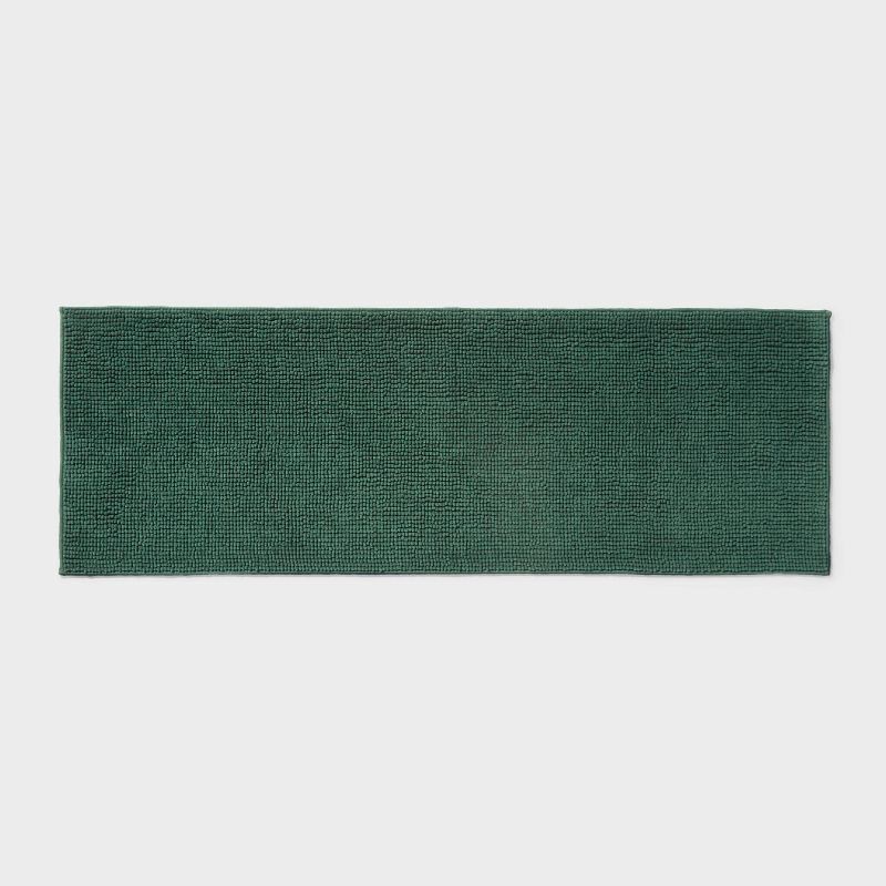 slide 1 of 4, 20"x58" Everyday Chenille Bath Rug Dark Green - Room Essentials™, 1 ct