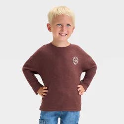 Toddler Boys' Long Sleeve Thermal Shirt - Cat & Jack™ Dark Brown 18M