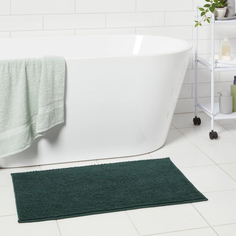 slide 2 of 4, 20"x32" Everyday Chenille Bath Rug Dark Green - Room Essentials™, 1 ct