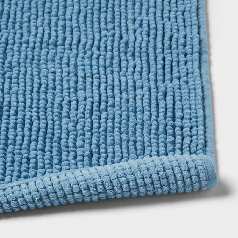 slide 4 of 4, 17"x24" Everyday Chenille Bath Rug Quilt Blue - Room Essentials™, 1 ct