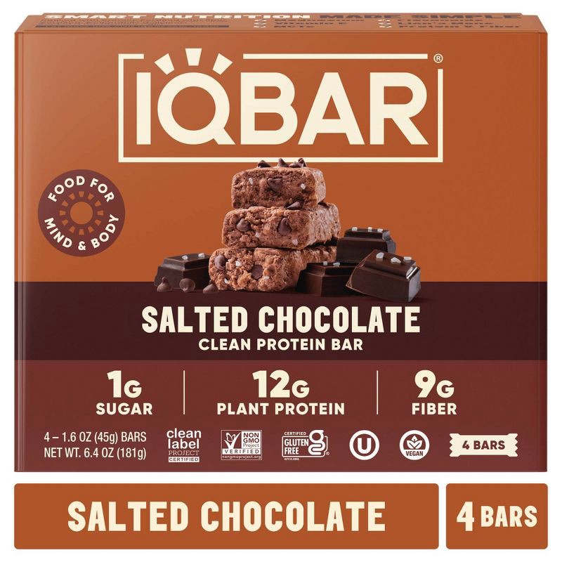 slide 1 of 9, IQBAR Salted Chocolate Protein Bars - 6.4oz/4ct, 4 ct; 6.4 oz