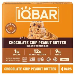 IQBAR Chocolate Chip Peanut Butter Protein Bars - 6.4oz/4ct
