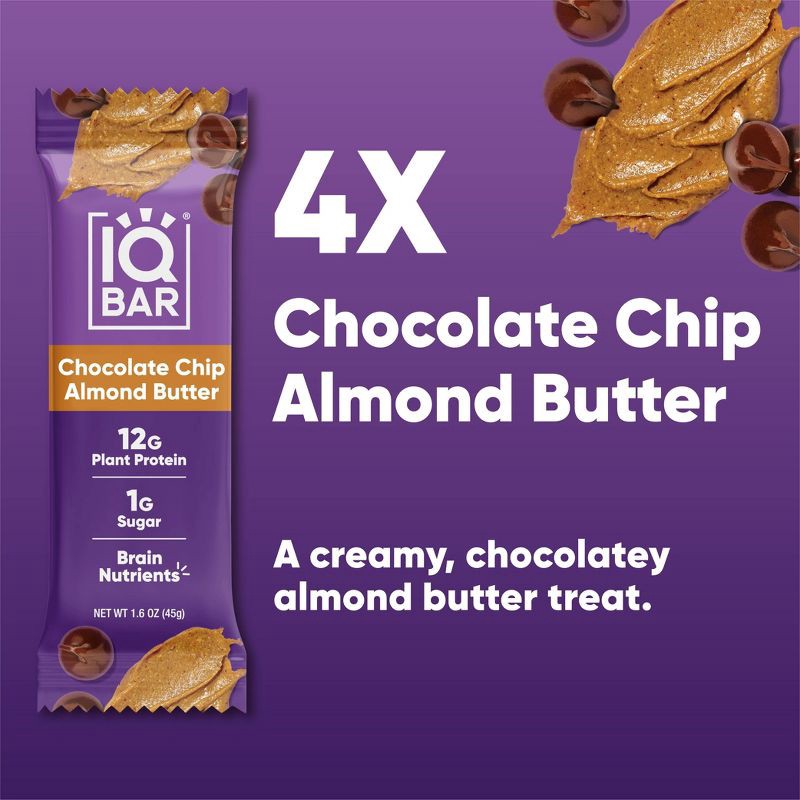 slide 3 of 6, IQBAR Chocolate Chip Almond Butter Protein Bars - 6.4oz/4ct, 4 ct; 6.4 oz