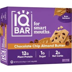 IQBAR Chocolate Chip Almond Butter Protein Bars - 6.4oz/4ct