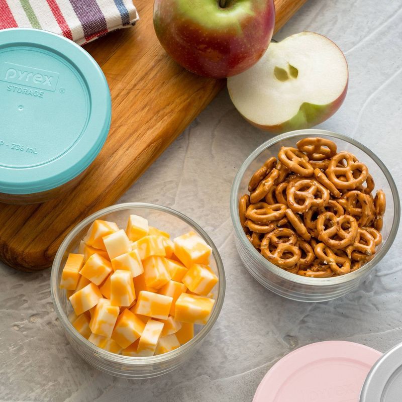 slide 4 of 5, Pyrex® Simply Store® 6pc 1c Round Glass Storage Set with Assorted Color Lids, 6 ct