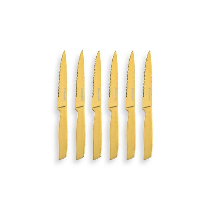 slide 15 of 17, Cuisinart Classic 15pc Gold PVD Stainless Steel Cutlery Block Set White: Forged Knife Set with Comfort-Grip Handle, 15 ct