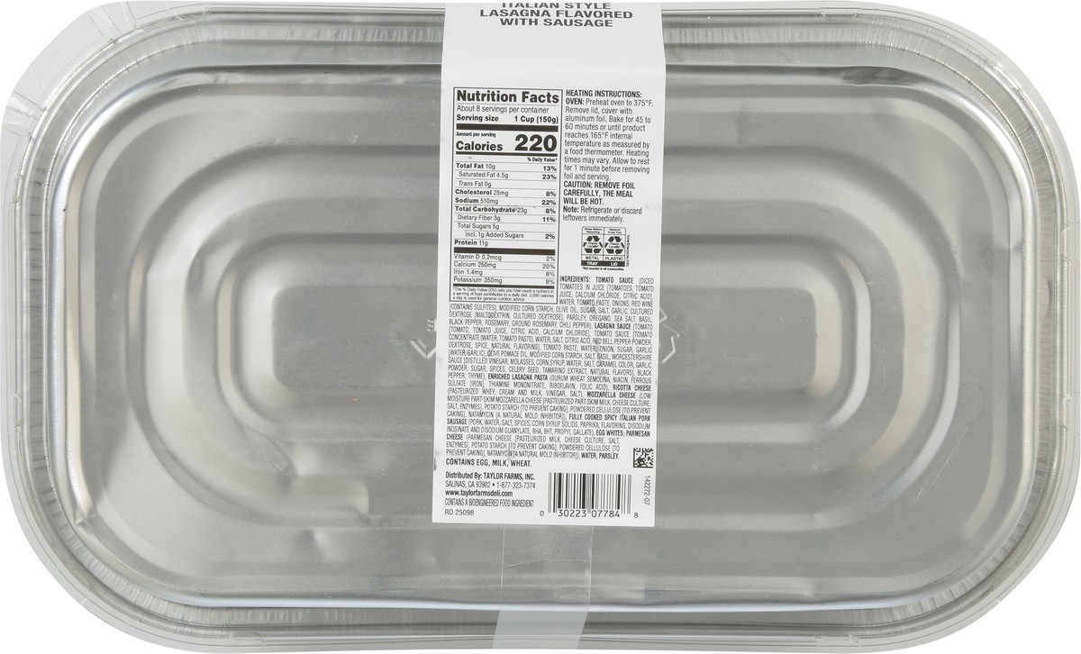 slide 10 of 13, ReadyMeals Italian Style Lasagna Flavored with Sausage 43 oz, 43 oz